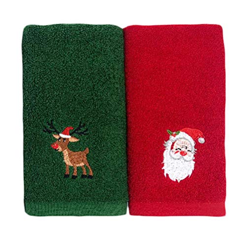 Keemov Juego de 2 toallas de mano navideñas extra absorbentes y suaves, 100% algodón puro, toallas decorativas para el baño