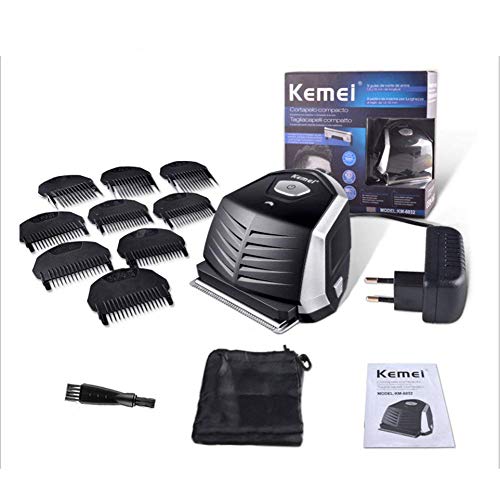 KEMEI Tondeuse à cheveux pour Hommes, rasoir électrique professionnel tondeuse Coupe de cheveux Coupe Barbe Avec 9 Coupe peignes Machine de Coupe de cheveux pour Hommes bébé,Negro