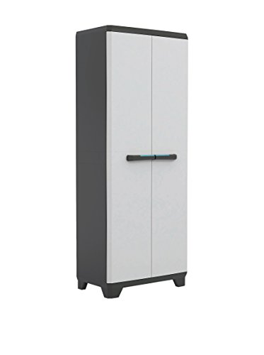Keter Armario Linear Alto | Armario de almacenaje 3 Baldas - Color Negro/Gris | Dimensiones 68 x 39 x 173 cm