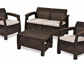 Keter Set Corfu Lounge Conjunto de jardín, Marrón, 76x170x58 cm