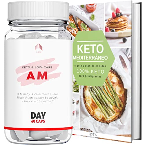 Keto Actives AM (60 CAPS) - Pastillas Keto 2.0 Extra Fuerte y Rápido | Funcionan Sin Deporte | Entra en Cetosis, Aumenta tu Energia Diaria | Personaliza con Expertos + Libro eBook Recetas Keto