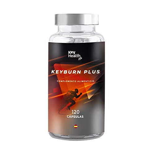 Key Health | Quemagrasas Potente KeyBurn | Complemento Alimenticio Termogénico para Adelgazar con L-Carnitina Guaraná Cafeína Te verde Vitamina B6 | 120 cápsulas | 2 Cápsulas al Día | Fat Burner