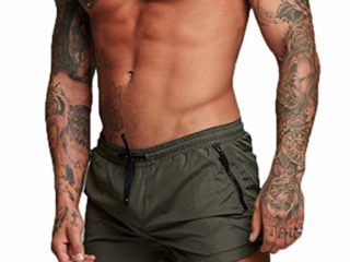 Kfnire Bañadores de natación, Pantalones Cortos de los Hombres de Secado rápido Playa Surf Corriendo Pantalones Cortos de natación Boxeadores Ligero Shorts (EU L=Tag XL, Verde)