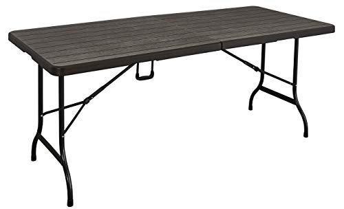 KG KITGARDEN - Mesa Plegable Multifuncional Imitación Madera, 180x75x74cm, Marrón, Wood 180