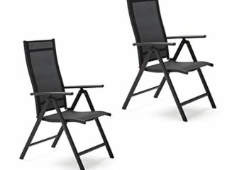 KG KITGARDEN - Pack de 2 Sillones Plegables Multiposiciones Terraza/Jardín, Negro, Lax