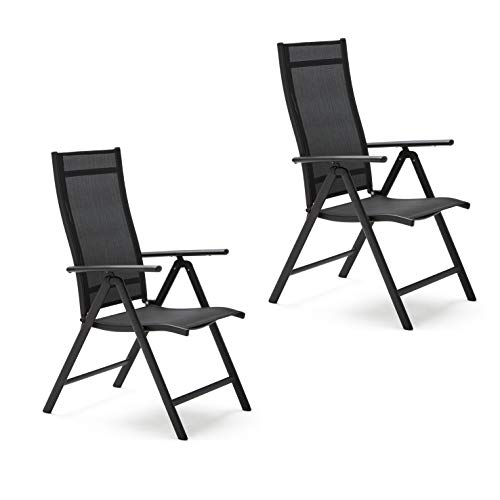 KG KITGARDEN - Pack de 2 Sillones Plegables Multiposiciones Terraza/Jardín, Negro, Lax