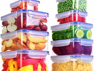 KICHLY 18 Piezas envases herméticos de plástico para Almacenamiento de Alimentos (9 envases, 9 Tapas) Contenedores de Alimentos para Cocina, despensa, alacena - microondas y congelador - Sin BPA