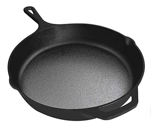 Kichly Sartén de hierro fundido engrasada - Sartén antiadherente - Utensilios de cocina para parrilla segura para uso en interiores y exteriores (26 cm)
