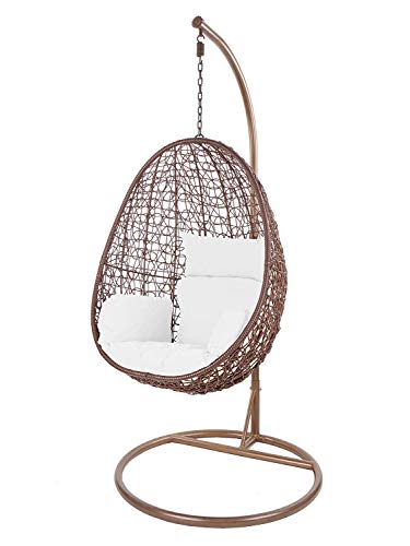 Kideo Swing Chair Sillón Colgante Hamaca Sillón de Descanso Muebles de Salón *Eyecatcher* - Marrón/Blanco