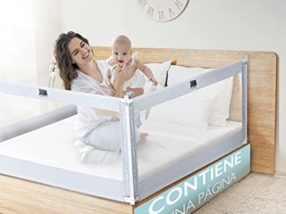Kid’s Supply Barandilla de la Cama [180x80cm] - Protector de Cama Seguro & Ajustable en Altura [70-90cm] - Cama de protección contra caídas para Cuna & Cama de Adultos [Un Lado]