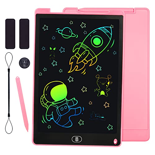 KidsPark Tableta de Escritura LCD de 12 Pulgadas Tablero de Dibujo para Niños, Escritura a Mano, Juguetes para Niños y Niñas, Rosa