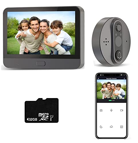 Kimhost Mirilla digital wifi 4,3 pulgadas Lcd 1080p HD mirilla electrónica mirilla puerta bloqueada Smart con sensor de movimiento y cámara libre de aplicación
