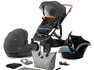Kinderkraft Carrito Bebé 3 en 1 PRIME 2020, Silla de Paseo, Silla Coche, Negro