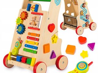 Kinderplay Andador Bebes De Madera - Regalo Bebe, Correpasillos Madera, Caminador Bebe, La Altura Hasta El Mango Es De 51 Cm, Juguetes Bebes Desde 1 Año, 2 Años, GS0030