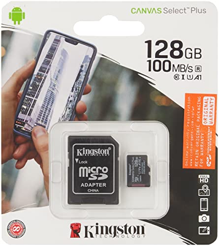 Kingston Canvas Select Plus Tarjeta microSD, SDCS2/128GB Class 10 con Adaptador SD