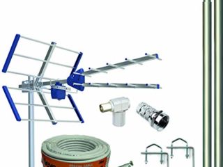 Kit Antena TV Compact 5G + Rollo 20M + 2X MASTIL 1,5M + Garras + Tornillos + Conectores F Y TV.