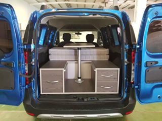 Kit Camper, Mueble Camper con Cama y Mesa para Furgonetas Pequeñas (Partner 08/18 5 plazas)