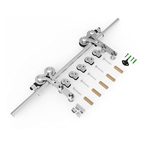 Kit corredizo para puerta de granero Tsmst 4ft-8ft Kit de hardware de puerta corredera de acero inoxidable Kit de ferrocarril 122CM-240cm pista industrial T / Y / L Rodillo para puerta de armario
