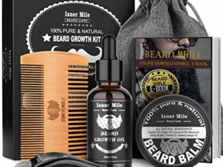 Kit Crecimiento de Barba con Aceite Natural Barba, Bálsamo, Peine, Bolsa Almacenamiento, Estimula, Promueve el Crecimiento del Bigote, los Mejores Regalos Para Hombres, Papá, Padre, Novio 1