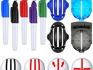 kit de 9 Herramientas de Marcado Dibujo Lineal Pelota Golf Incluye 4 Herramienta de Colocación Alineación de Pelotas Golf Plantilla de Marcador Clip de Marcado de Bolas y 5 Rotuladores Golf