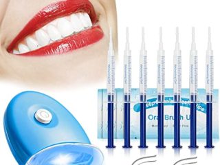 Kit de Blanqueamiento Dental Gel Blanqueador Dental Profesional Teeth Whitening Kit, Para Manchas de Humo, Dientes Negros, Dientes Amarillos-10x3ML Gel, 1x Luz LED, 2x Bandeja Dental