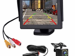 Kit de Cámara Marcha Atrás para Coche, Cámara de Visión Trasera de 4,3", Kit de Monitor con 12 LED IR de Visión Nocturna, Cámara de Marcha Atrás Impermeable para Furgonetas, SUV, Camionetas, Camiones