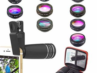 Kit de lentes de teléfono, lente de zoom 10 en 1 + lente ojo de pez + lente gran angular y macro lente CPL/Flow/Radial/Filtro de estrella+lente caleidoscopio 3/6 para iPhone X 8 7 6 6s Plus Samsung