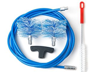 Kit de limpieza de estufas de pellets, conductos de humos con codos: Cable de 3 metros + 2 Escobillas de 80 y 100 mm