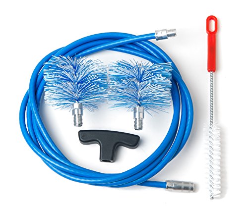 Kit de limpieza de estufas de pellets, conductos de humos con codos: Cable de 3 metros + 2 Escobillas de 80 y 100 mm