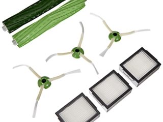 Kit de recambios Roomba Series e/I - Piezas auténticas iRobot - 3 filtros de alta eficiencia, 3 cepillos para esquinas y bordes y 1 juego de cepillos de goma para múltiples superficies - Verde