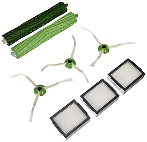 Kit de recambios Roomba Series e/I - Piezas auténticas iRobot - 3 filtros de alta eficiencia, 3 cepillos para esquinas y bordes y 1 juego de cepillos de goma para múltiples superficies - Verde