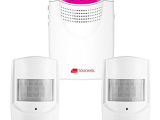 Kit de Seguridad Alarma, TOUCHXEL Sistema de Alarma Antirrobo Inalmbrico Hogar 1 Receptor y 2 Detectores de Sensor de Movimiento PIR Resistentes Intemperie para Patio / Granero / Garaje