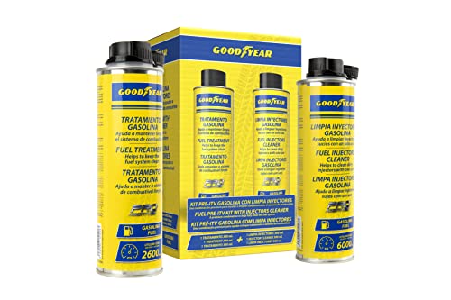 Kit Pre-ITV Gasolina con Limpia Inyectores Goodyear Pro Additives. Aditivo de Combustible 300+300 ml