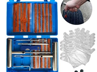 Kit Repara Pinchazos 31 Pcs - Repara Pinchazos Coche - Kit Antipinchazos de Coche para Neumáticos con 15 Tiras – Incluye Guantes Desechables y Tapones de válvulas.