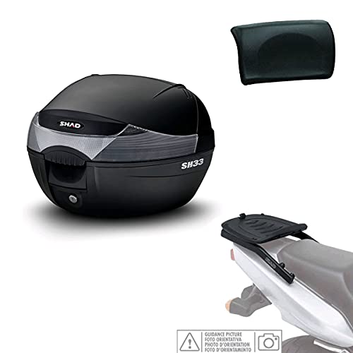 Kit-shad-1091 - Kit fijacion y Maleta baul Trasero + Respaldo Pasajero Regalo sh33 Compatible con Yamaha x-MAX 250 2010-2013 Yamaha x-MAX 125 2010-2013