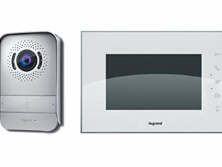 Kit videoportero Legrand 369230, compuesto de un monitor de vídeo interior con pantalla a color de 7 pulgadas e interfono exterior de visión nocturna gran angular, acabado blanco