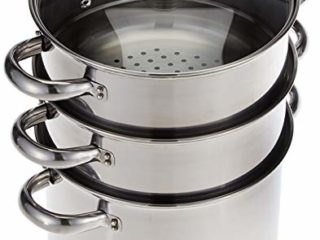 Kitchen Craft Olla Vaporera de Comida de 3 Niveles, Acero Inoxidable