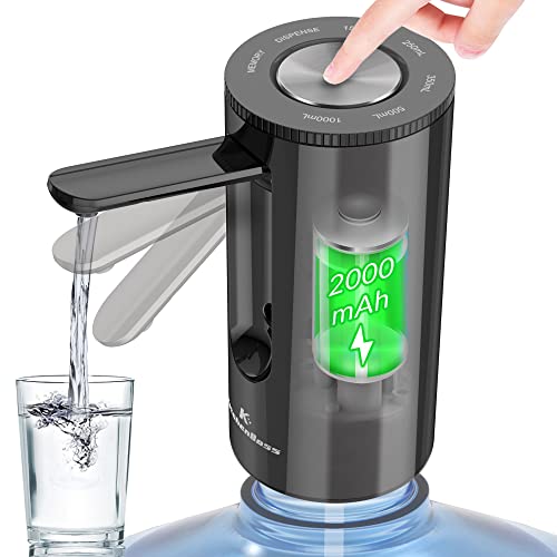 KitchenBoss-Dispensador de Agua Electrico-Bomba Agua Garrafa: Dosificador Agua Garrafas Portable,Carga Tipo C,para Botellas de 3.8-18.9 litros,Dosificador de Agua,Negro