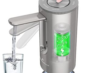 KitchenBoss-Dispensador de Agua Electrico-Bomba Agua Garrafa: Dosificador Agua Garrafas Portable,Carga Tipo C,para Botellas de 3.8-18.9 Litros,Dosificador de Agua,Gris plateado