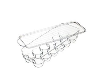 KitchenCraft Fridge-Safe Plastic Egg Holder with Lid, 32.5 x 11.5 cm (13" x 4.5") - Transparent