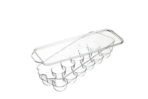 KitchenCraft Fridge-Safe Plastic Egg Holder with Lid, 32.5 x 11.5 cm (13" x 4.5") - Transparent