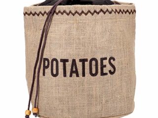 KitchenCraft Natural Elements Potato Bag with Blackout Lining, Hessian, Brown, 25 x 25 x 24 cm