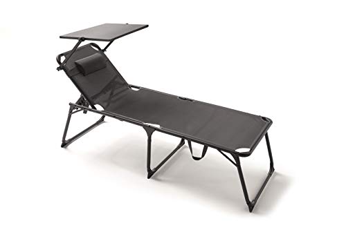 KitGarden Cama Relax - Tumbona Plegable Multiposiciones Playa/Camping, ExtraGrande XL, Gris Antracita, Relax
