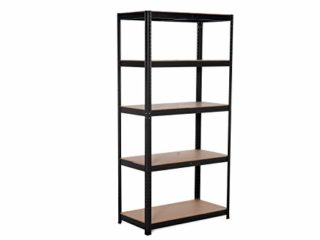 Kithome MAX Estanteria Almacenaje 5, 150x75x30cm, 175Kg por Balda, Pintada en Negro y MDF, GALVA 5B7530175K, Acero, 75x30cm