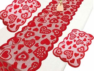 Kits de decoración del día de San Valentín, camino de mesa de corazón rojo y 300 piezas de confeti de corazón rojo rosa para la despedida de soltera de la boda del día de San Valentín Día de la Madre