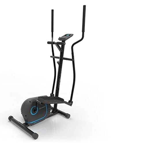 KLAR FIT Elíptica, Bicicleta Eliptica para Casa l 8 Niveles de Resistencia, Volante de Inercia 12kg, Pantalla l Elipticas Fitness Casa con Correa, Pulsómetro, Bicicleta Elíptica con Protección, Negra