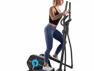 Klarfit Tauon - Eliptica, Bicicleta eliptica con Pantalla LC, Eliptica para casa con 8 Niveles, Soporte Tablet, Silencioso, Antideslizante, Pulsómetro, 58 x 153 x 100 cm, Carga máx. 100 kg, Negro