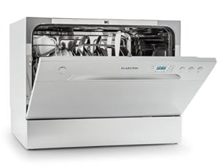 Klarstein Amazonia Lavavajillas pequeño - Mini Lavavajillas compacto, Máquina lavaplatos con Aquastop, Diseño compacto, Silencioso a 49 dB, 6 Cubiertos, Tipo: Amazonia 6, Plateado