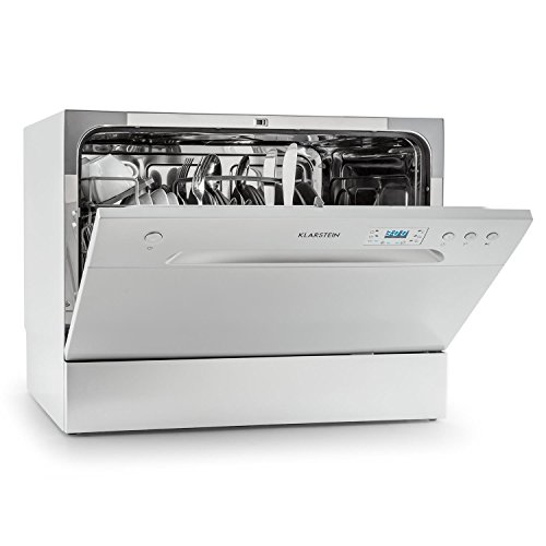 Klarstein Amazonia Lavavajillas pequeño - Mini Lavavajillas compacto, Máquina lavaplatos con Aquastop, Diseño compacto, Silencioso a 49 dB, 6 Cubiertos, Tipo: Amazonia 6, Plateado