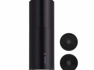 Klarstein Beretta - Campana extractora en isla, 3 niveles circulación, Hasta 650 m³/h, Filtro de carbón activo, ECC C, Campanas extractoras cocina, Filtro grasa extraíble, Acero inoxidable, Negro